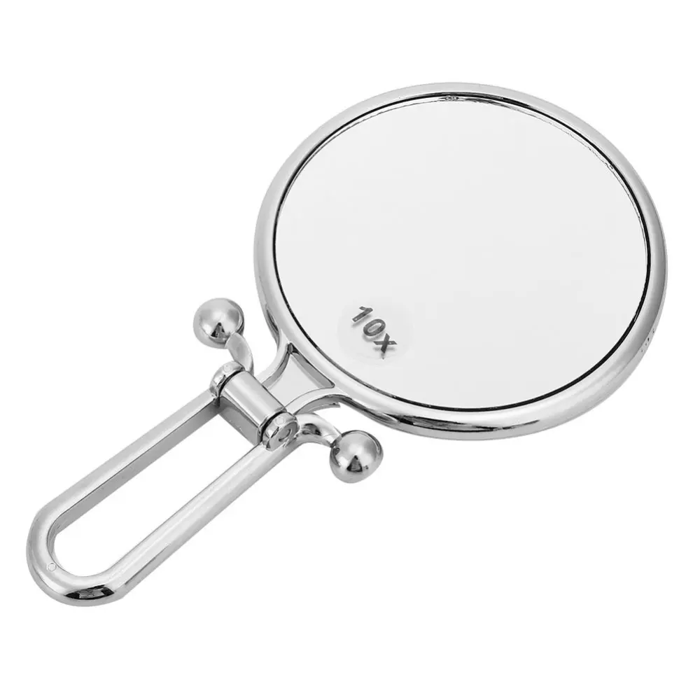 Double-Sided Makeup Mirror 10x Magnifying Foldable Handheld Cosmetic Mirror For Home Travel(Silver )