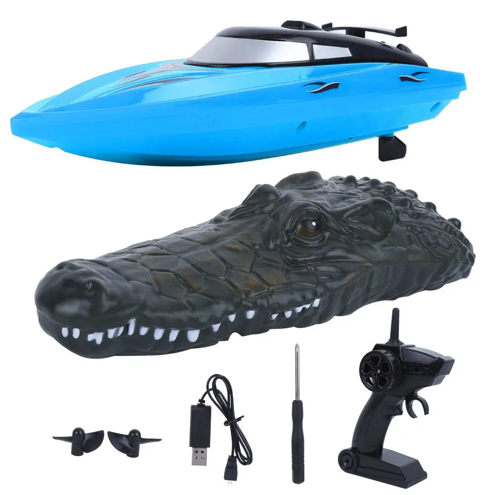 2.4G RC Boat Simulation Electric Waterproof Strong Powder Children RC Racing Boat Toy(Blue )