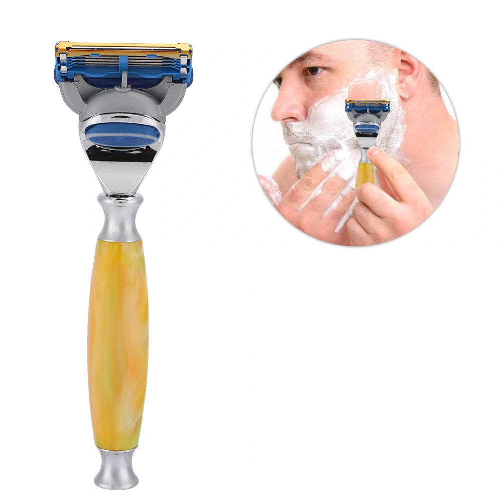 Traditional Men's Manual Beard Shaver Facial Beard Hair Removal Safety Razors(Yellow )