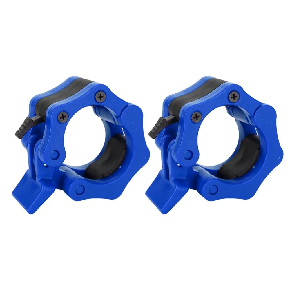 2Pcs Plastic Safe Lock Collars Clip Buckle Weightlifting Barbell Dumbbell Fast Locking Clamp Buckle 50mm Inner Diameter(blue )