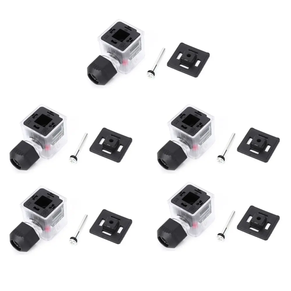 5PCs Plug Waterproof Dustproof Transparent with Light Non-Cable DC for Solenoid Valve(12V )