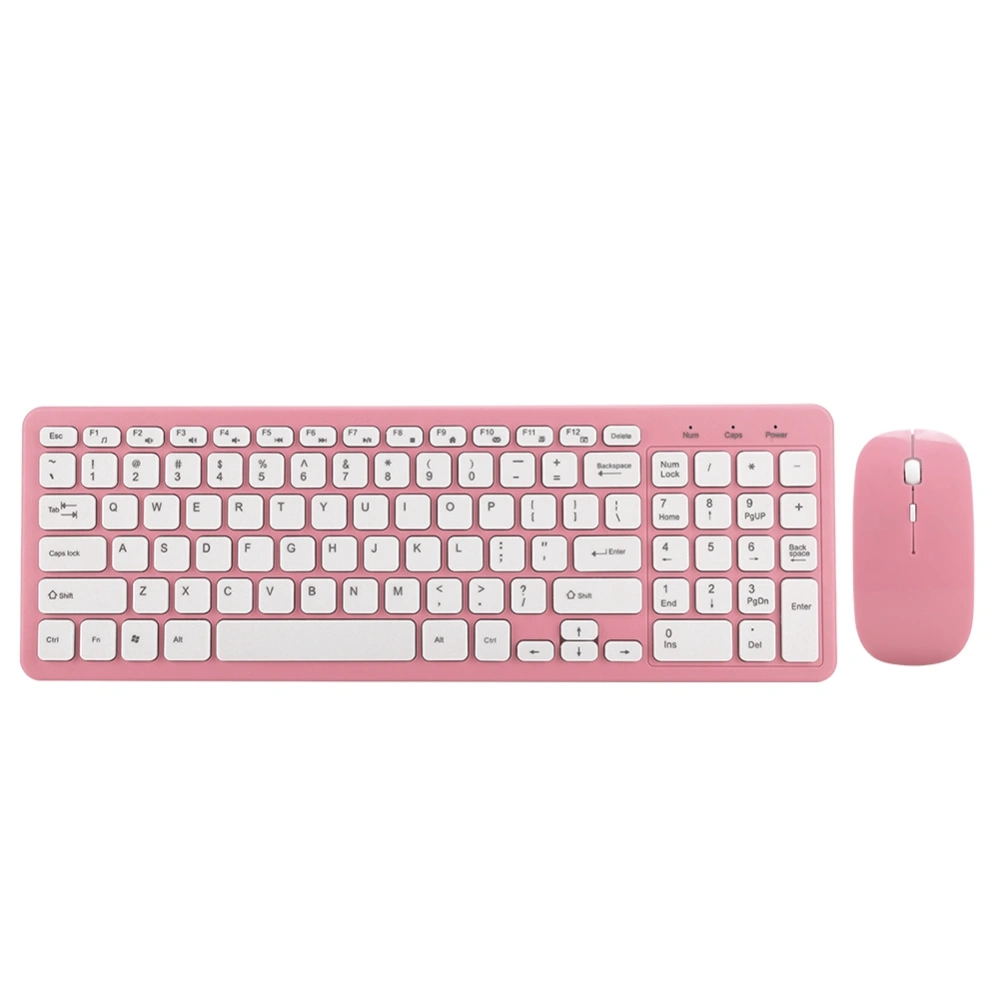 Wireless Mouse Keyboard Set Office Gaming for Notebook Computer 3-Speed Micro Receiver(Wireless Pink Set )