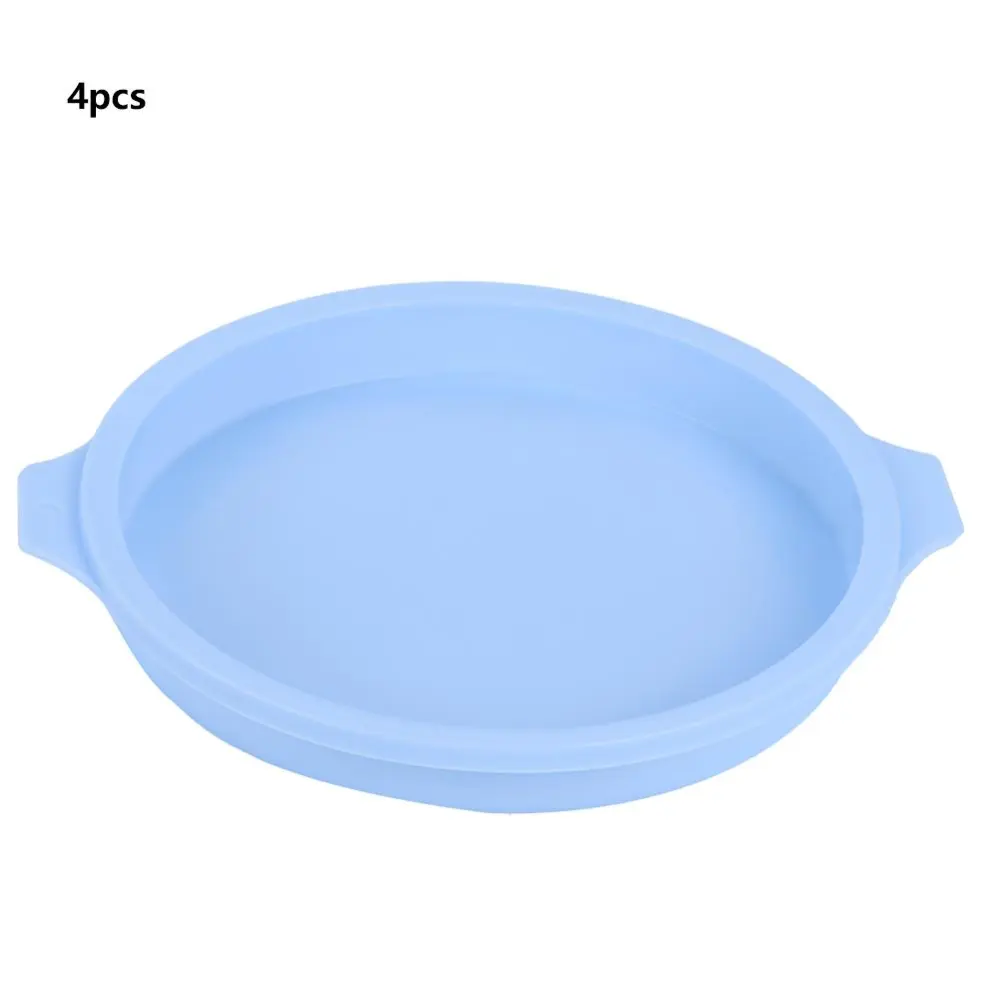 8 Inch Silicone Round Shape Cake Mold Baking Tray Plate Accessories for Colorful Cake(4Pcs Blue )