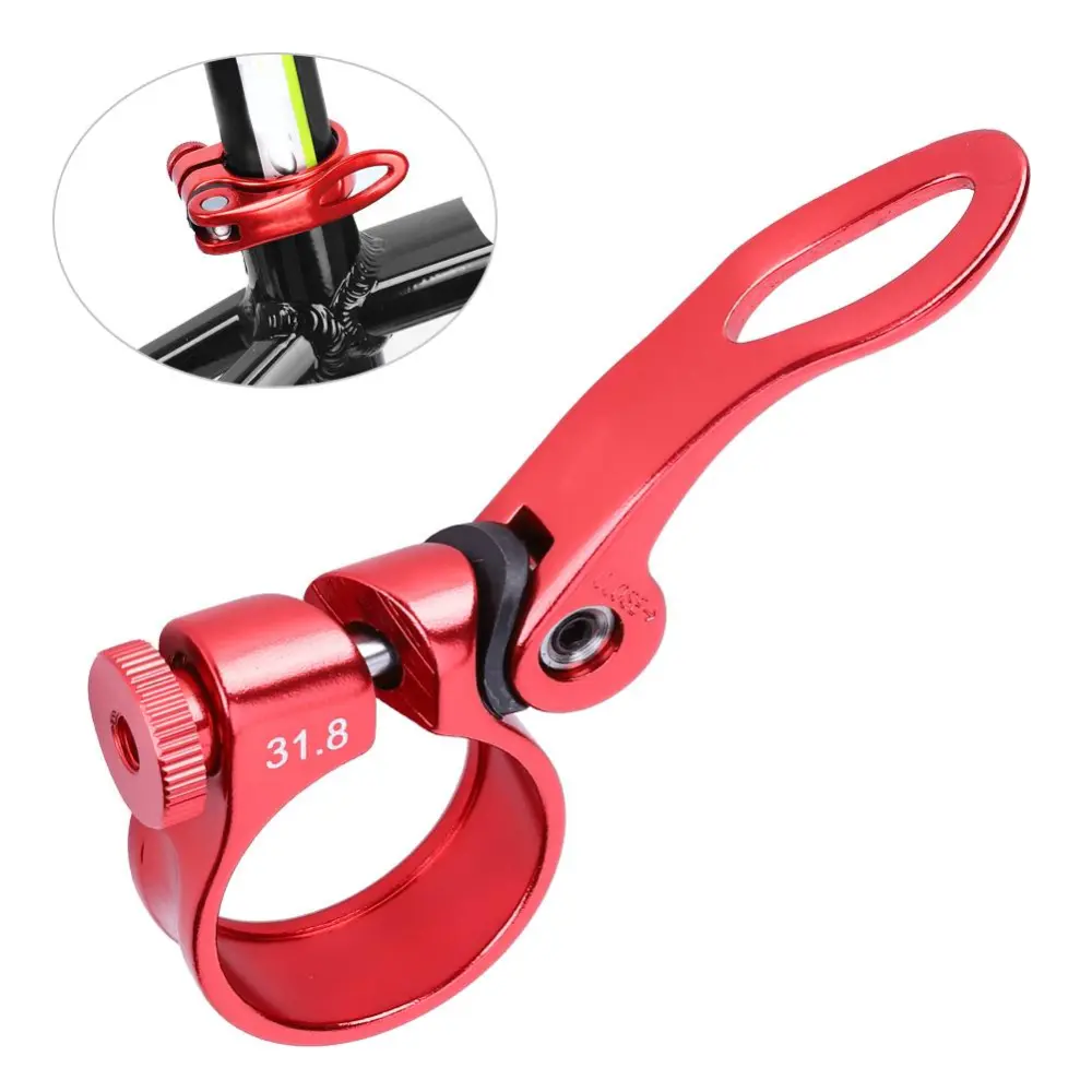 Aluminium Alloy Durable Mountain Bike Quick Release Seatpost Clip Road Bicycle Tube Fixed Clamp Cycling Sports Accessory(Seatpost Clamp Red)