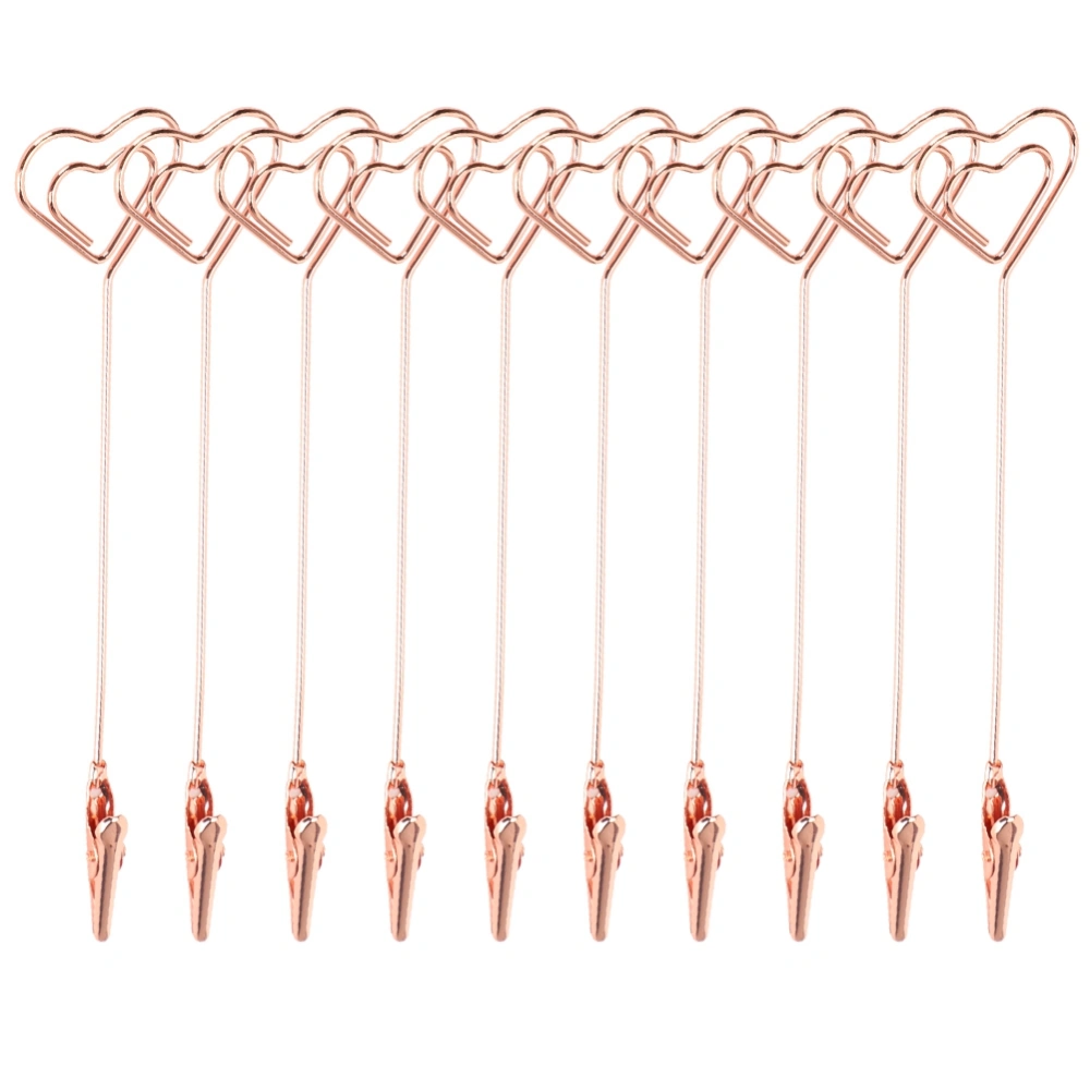 Double-Headed Heart Shape Note Clip Holder Stand Office Desktop Decoration Rose Gold