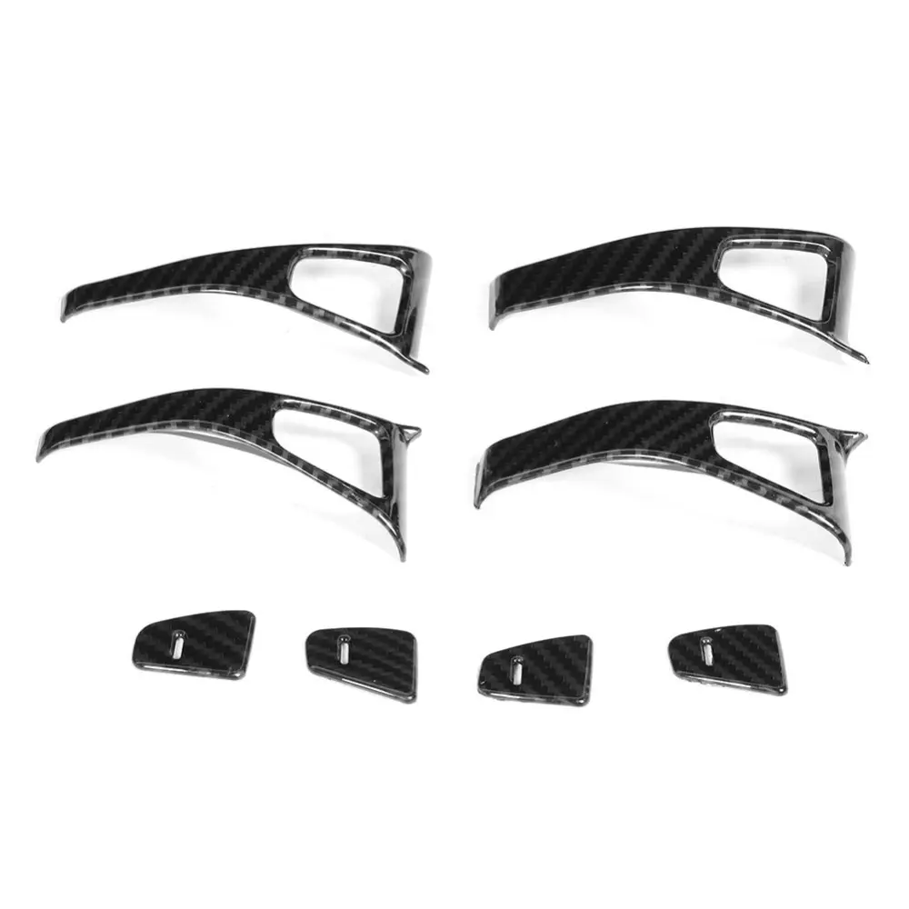 8pcs Carbon Fiber Style Inner Door Lock Switch Trim Frame Fit for Tesla Model 3 2018-2020