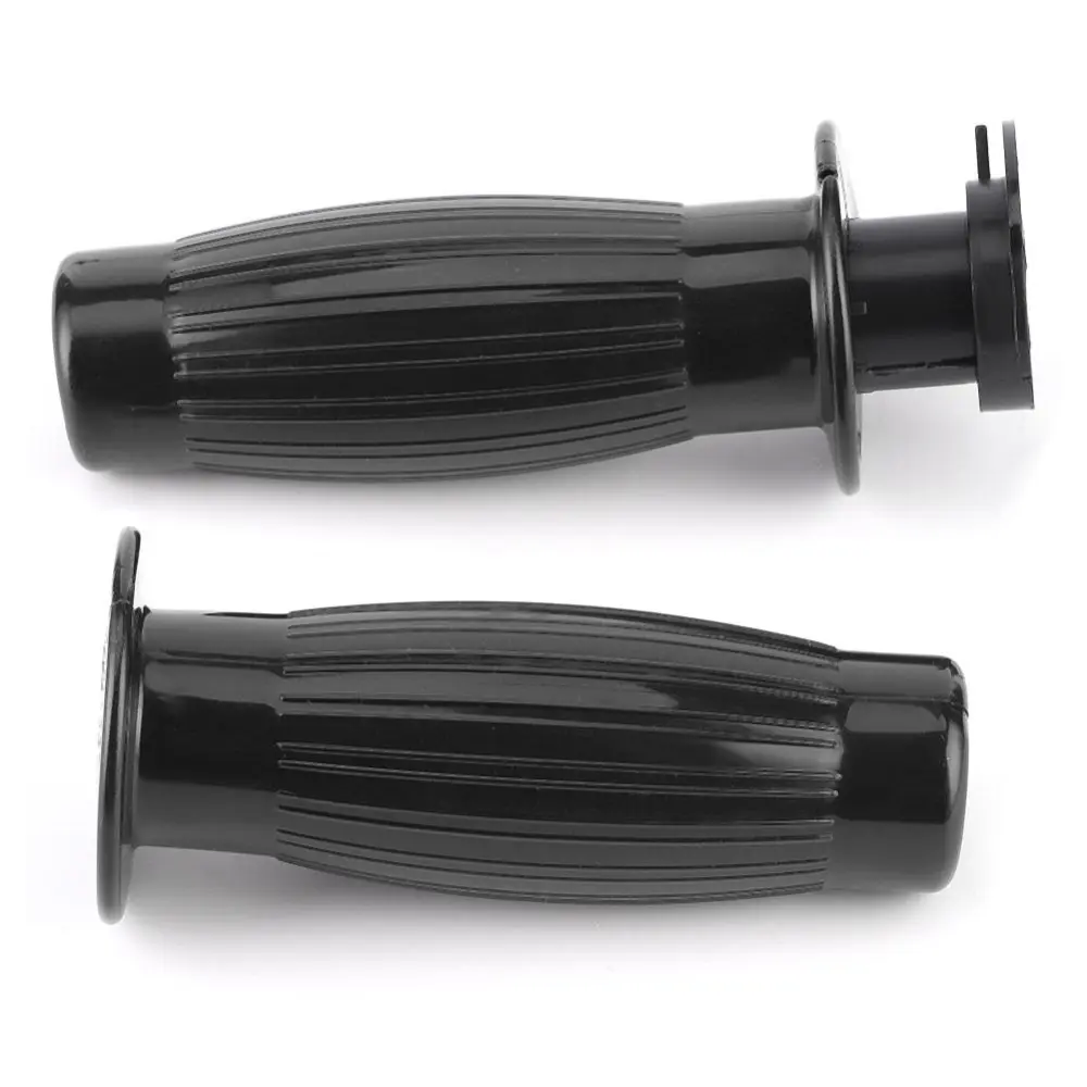 2pcs 7/8in Retro Rubber Throttle Handlebar Non-Slip Handle Grip Universal Motorcycle Accessory(Black )