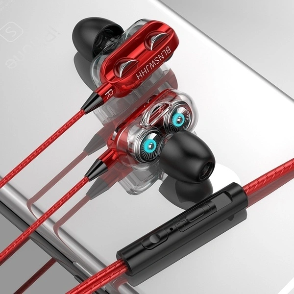 Stereo Wired Earphone for Samsung Xiaomi High Bass 6D Stereo In-Ear Earphones Earbuds (Red)