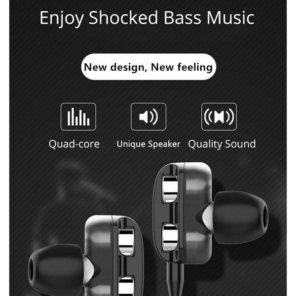 Stereo Wired Earphone for Samsung Xiaomi High Bass 6D Stereo In-Ear Earphones Earbuds (Red)