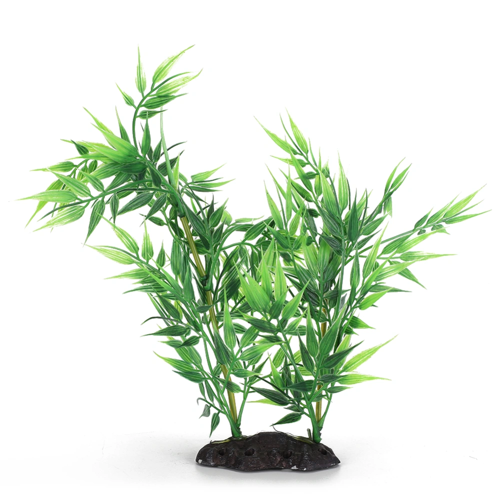 Aquatic Artificial Water Plant Grass Underwater Fake Fish Tank Plant Aquarium Decoration(Small Bamboo Green )