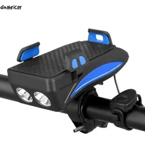 Multifunctional 4 in 1 Bicycle Light with fahrradhup/Phone Holder/Power Bank Blue 4000 mAh