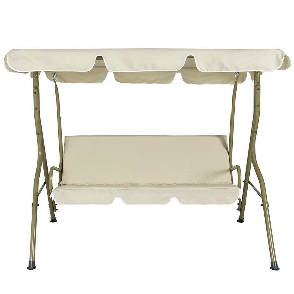 Double People Outdoor Garden Waterproof Swing Sunshade Cover Canopy Shade Cloth 142x120x18cm(Beige )