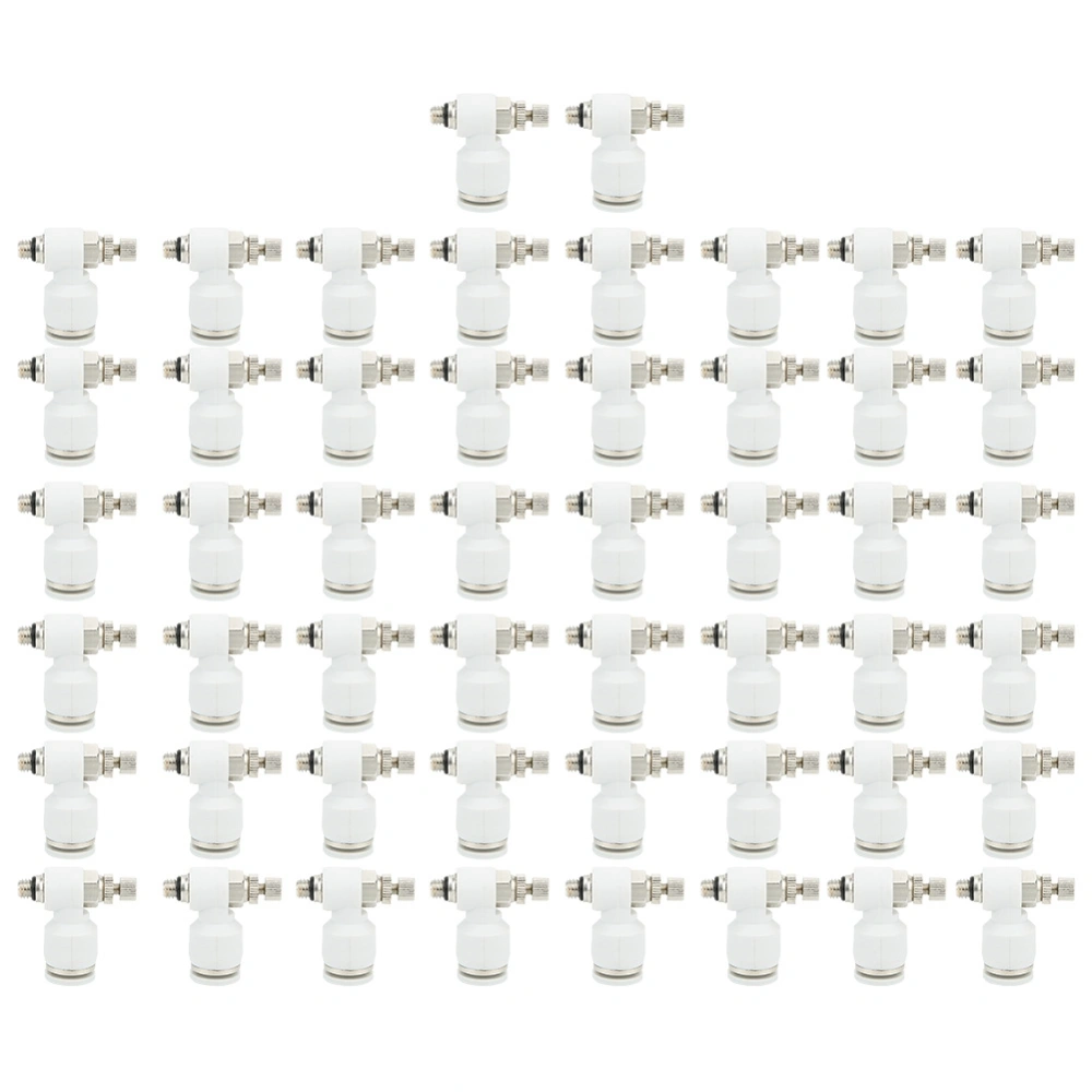 50Pcs Air Flow Control Valve Pneumatic White Adjustment Durable Quick Connector SL6??M5