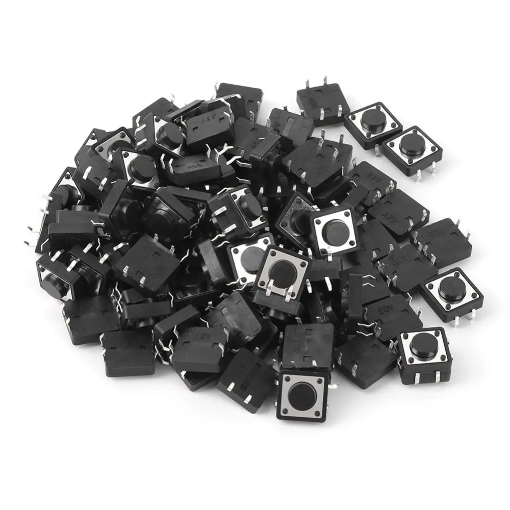 100pcs Momentary Tactile Push Button Switch Mini Micro Tact Switch Accessory 12 x 12 x 5mm