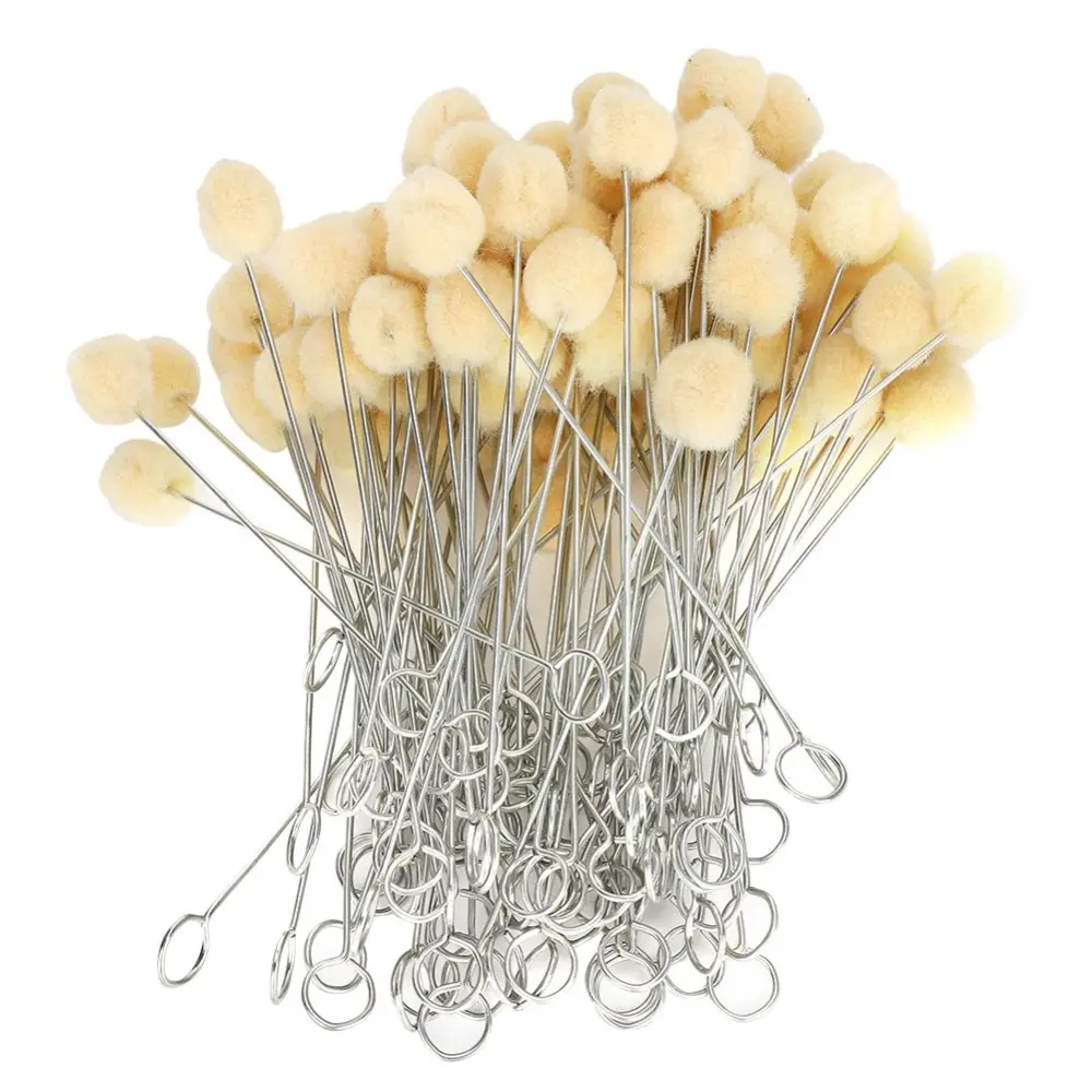 100Pcs Leather Wool Daubers Oily Dye Ball Brush Metal Handle DIY Hand&#8209;Made Craft Tool