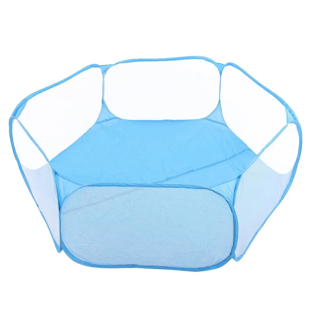 Portable Small Pet Animals Playpen Transparent Puppy Cat Rabbit Cage Tent for Outdoor(Blue )