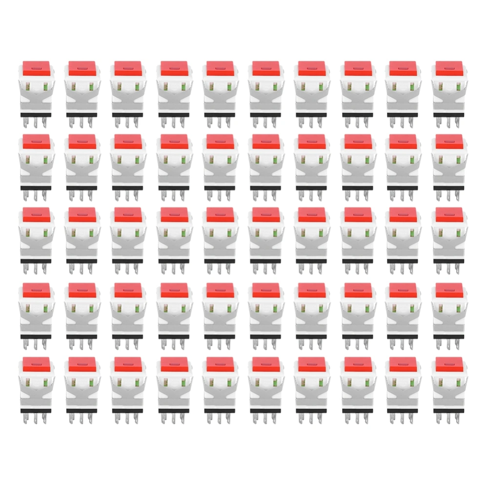 50Pcs Button Switch with Automatic Instantaneous Reset Red Plastic Tact Tactile Push 8 Pin(5V )