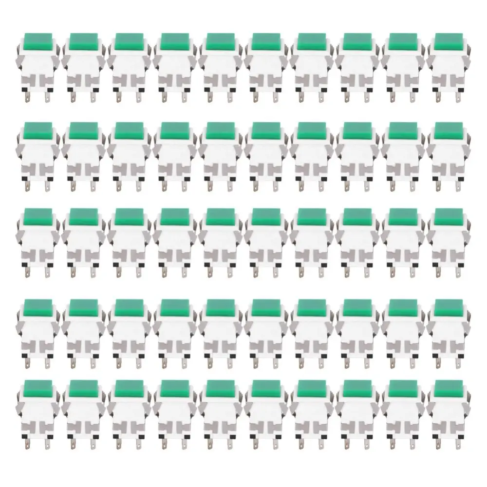 50pcs 6 Pins Self??Locking Push Button Switch Precision Stable Switch Button Green(5V )