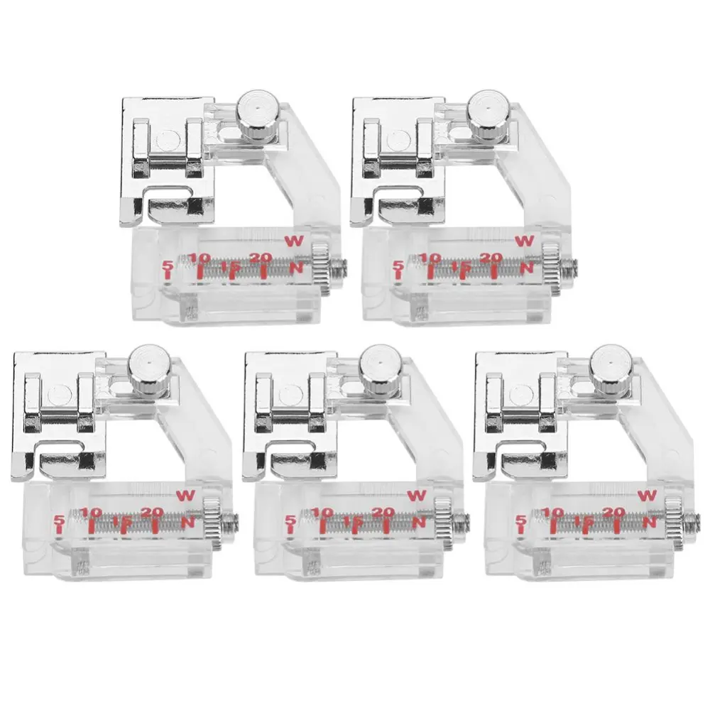 5pcs Adjustable Presser Feet Bias Binder Sewing Machine Attachment Accessory Fit for Brother