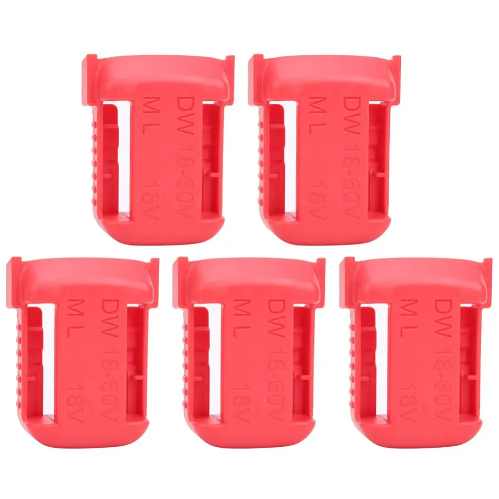 5Pcs Lithium Battery Storage Rack Shelf Bracket Belt Slot Fixing Device for Milwaukee M18 18V(Red )