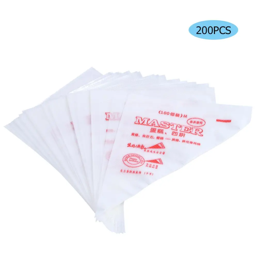 200pcs Disposable Piping Bag Pastry Bag Icing Fondant Cake Cream Decorating Tool