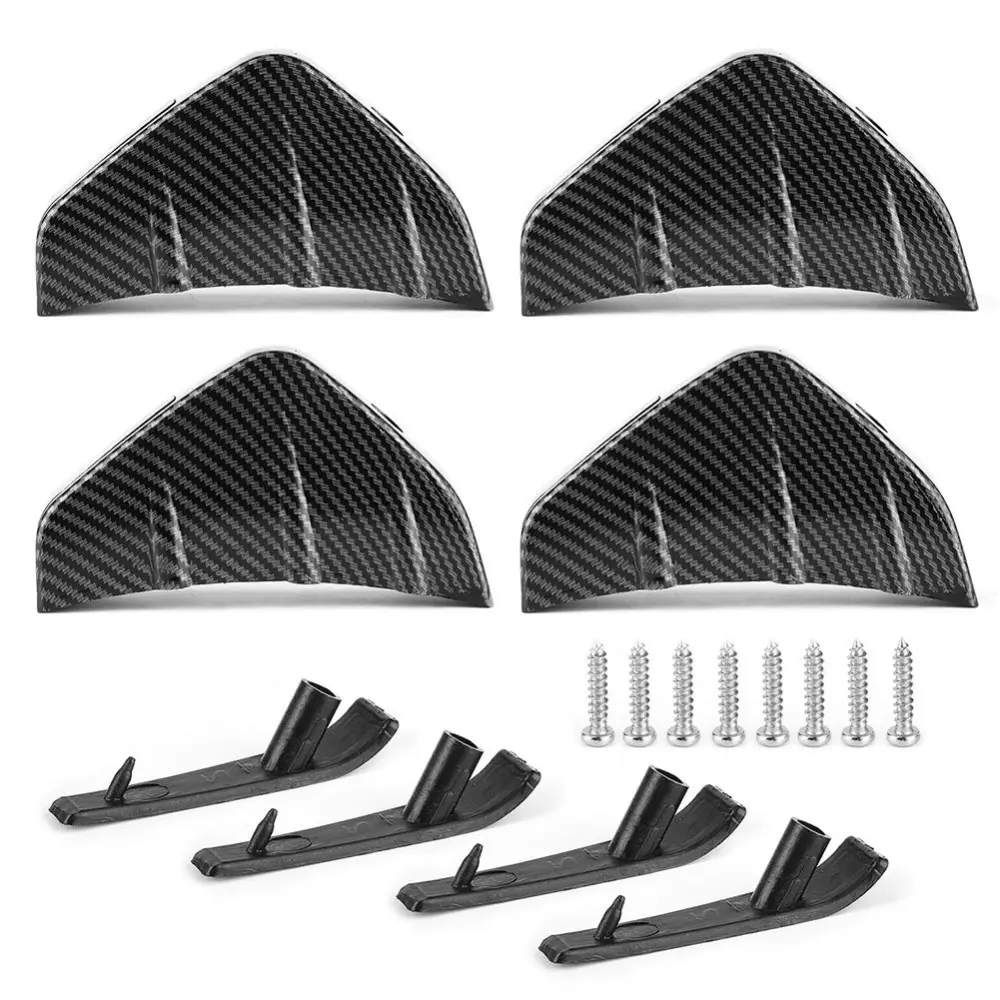 4pcs Car Rear Bumper Lip Spoiler Fins Diffuser Protector Carbon Fiber Style Universal Parts