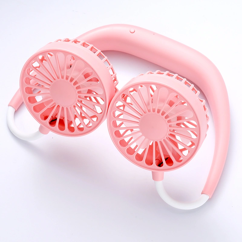 Portable Mini USB Charging Neck Hanging Electric Fan (Pink)