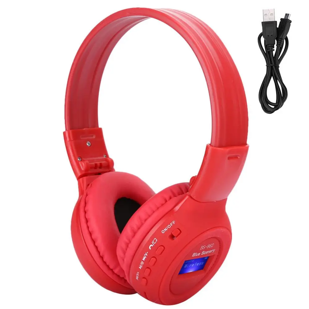 BS??862 Wireless Bluetooth Headset Super Bass Stereo Surround Sound Portable Supplies(Red )