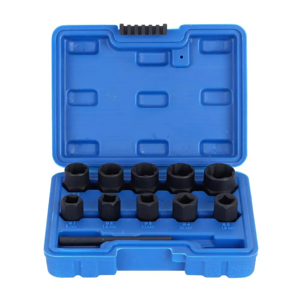 11Pcs/Set Locking Wheel Nut Removers Universal Bolt Stud Extractor Twist Socket Set