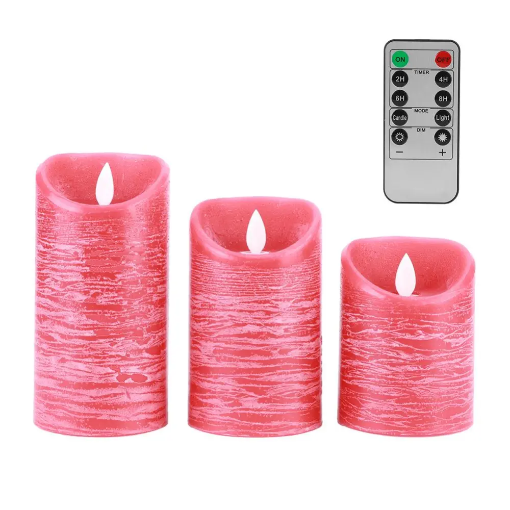 3Pcs LED Electronic Simulation Fake Candle Light with Remote Control Home Lighting Red