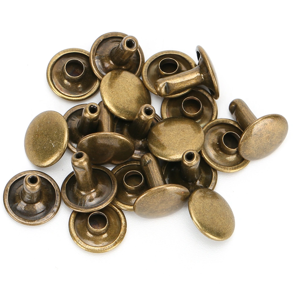 200 Sets Double Cap Rivet Round Stud Nail Iron Jeans Button Leather Shoes Bags Clothes 10x10mm(Bronze )