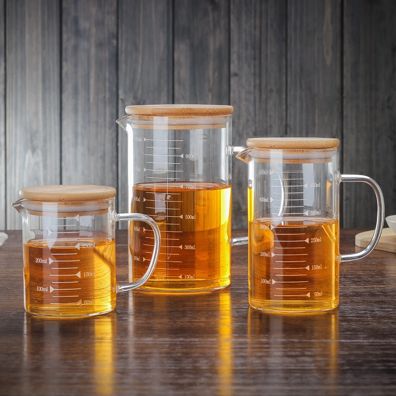 Heat-resistant Glass Measuring Cup Scale Cup Glass With Lid Cover (1000ml)