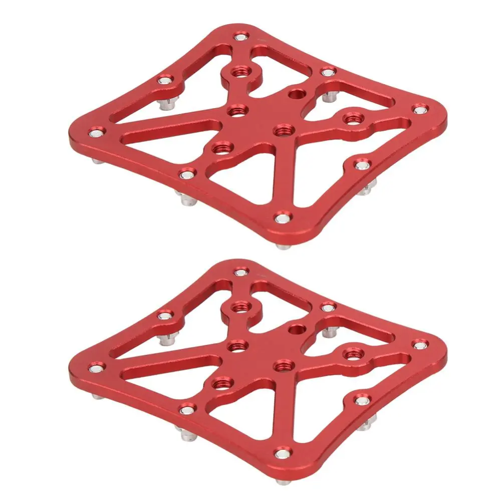 A Pair Aluminum Road Bicycle Pedal Platform Converter Adapter Small Size Bike Cycling Accessories(Red )