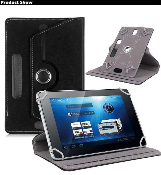 Universal 360 Degree rotating PU Leather Case Cover For Tablet (Black 10 inch)