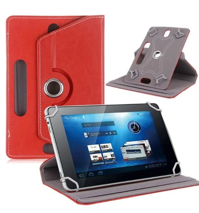 Universal 360 Degree rotating PU Leather Case Cover For Tablet (Red 7 inch)