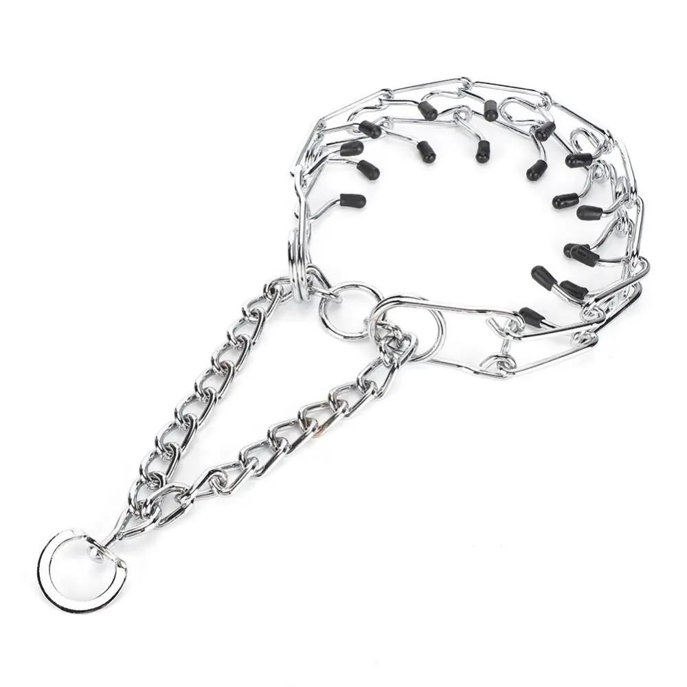 Explosionproof Pets Iron Neck Chain Collars for Dogs Training Durable Accessories(Silver Neck Size 60)