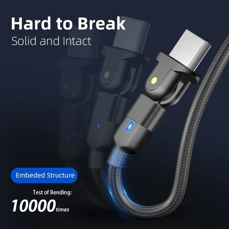 180 Degree Usb Cable Fast Charging for Iphone/Micro/Type C(Black-0.5m for type-c)