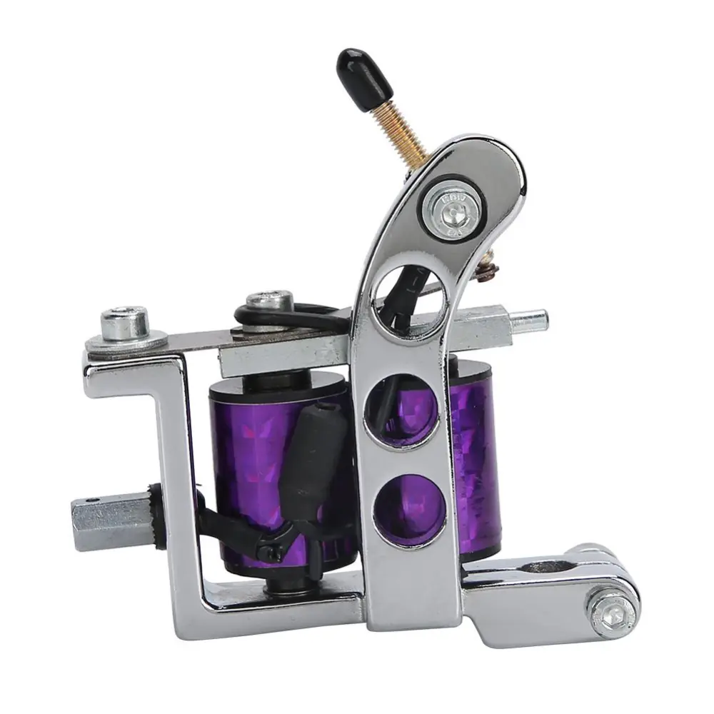 10 Wraps Coils Machine Professional Liner &amp; Shader Body Art Tattoo Machine Device(Purple )