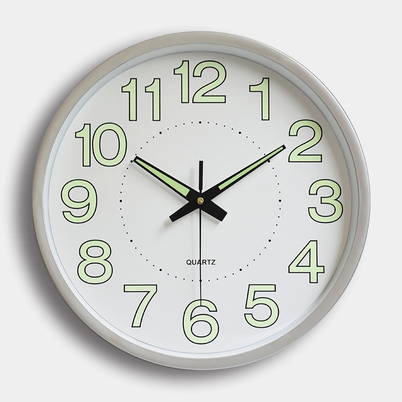 12 Inch 30CM Luminous Wall Clock Quartz Clock Bedroom Living Room Alarm Clock(Silver)