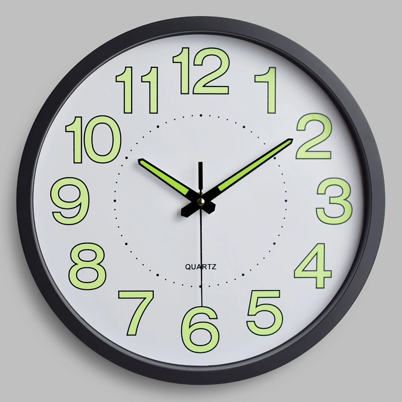 12 Inch 30CM Luminous Wall Clock Quartz Clock Bedroom Living Room Alarm Clock(Black frame)