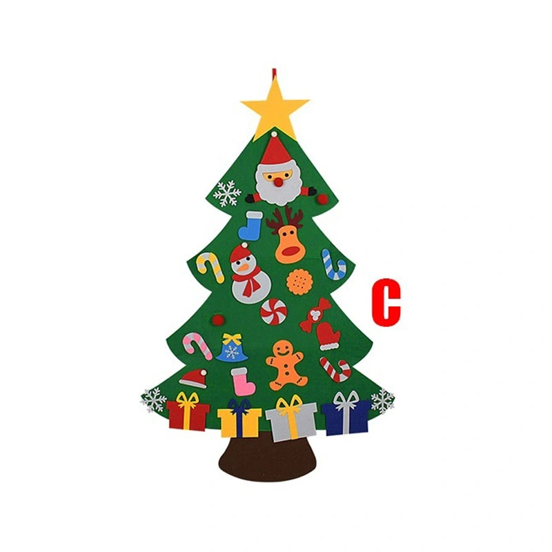 Puzzle Toys Kids Gifts Stick Door Wall Hanging Xmas Decor Felt Christmas Tree Ornaments（C）