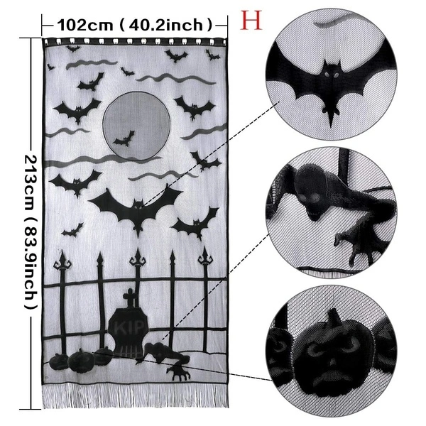 Halloween Decoration Horror Props Lace  Fireplace Mantle Scarf Cover Tablecloth Curtain （H）