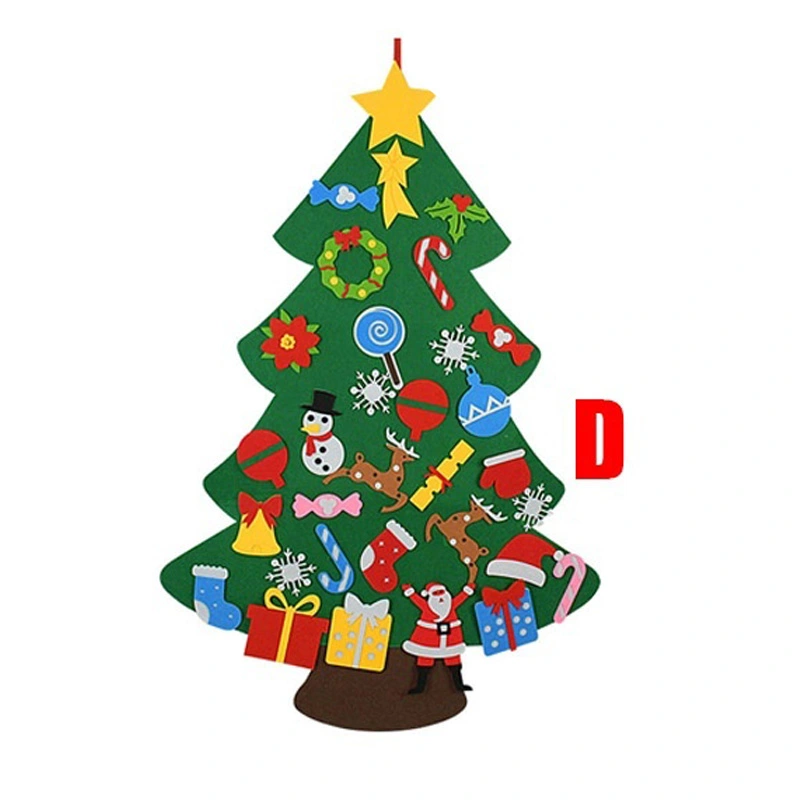 Puzzle Toys Kids Gifts Stick Door Wall Hanging Xmas Decor Felt Christmas Tree Ornaments（D）