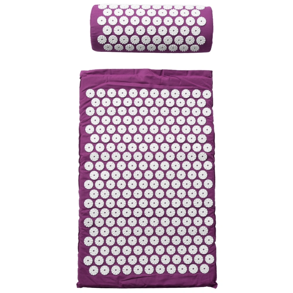 Massager Massage Cushion Mat Acupressure Relieve Back Body Pain with Pillow(purple )