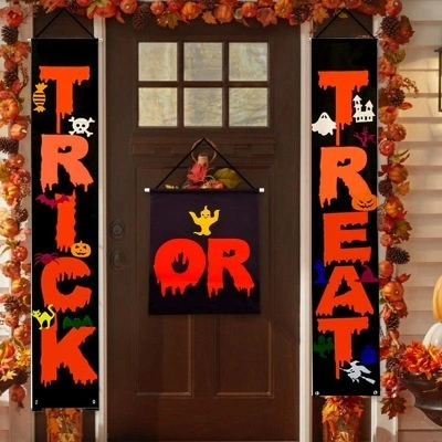 New Halloween couplet Ghost festival outdoor decoration door couplet Halloween flag flag door（B