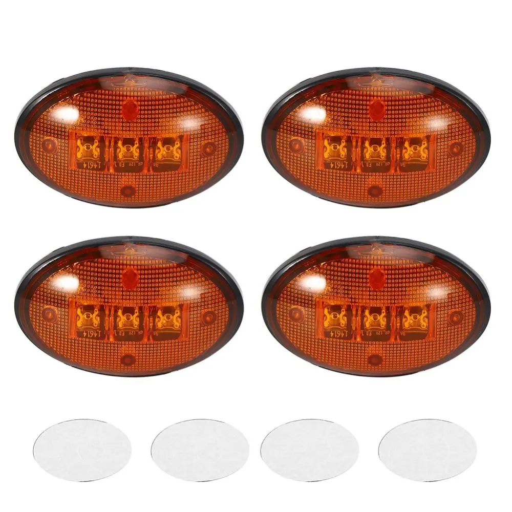 2.3in 12V DC Fender Side Marker Lights Waterproof Fit for Ford F Series 1999&#8209;2010(4pcs Amber Light )