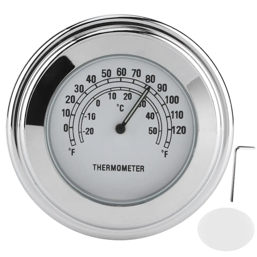 1in 7/8in Handlebar Mount Thermometer &#8209;20℃ &#8209; 50℃ Measuring Dial Weatherproof for Motorcycle(White )