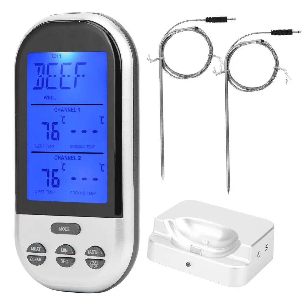 TS??K32??S Wireless Meat Thermometer Dual Probe Double Digital Temperature Meter Remote Cooking for Oven Smoker BBQ