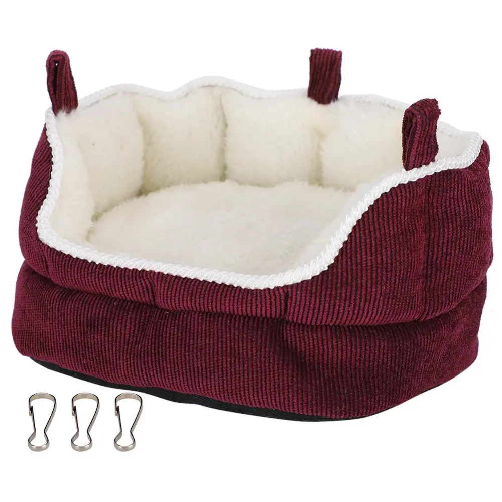 Hamster Warm Sofa Nest Detachable Washable Small Pet Cotton House Hammock Wine Red