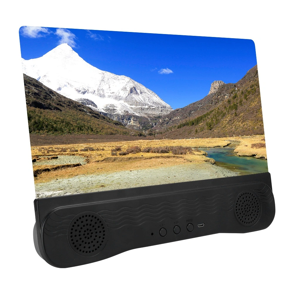 12in Portable Phone Screen Magnifier HD 3D Effect W/Bluetooth Speaker Foldable Stand